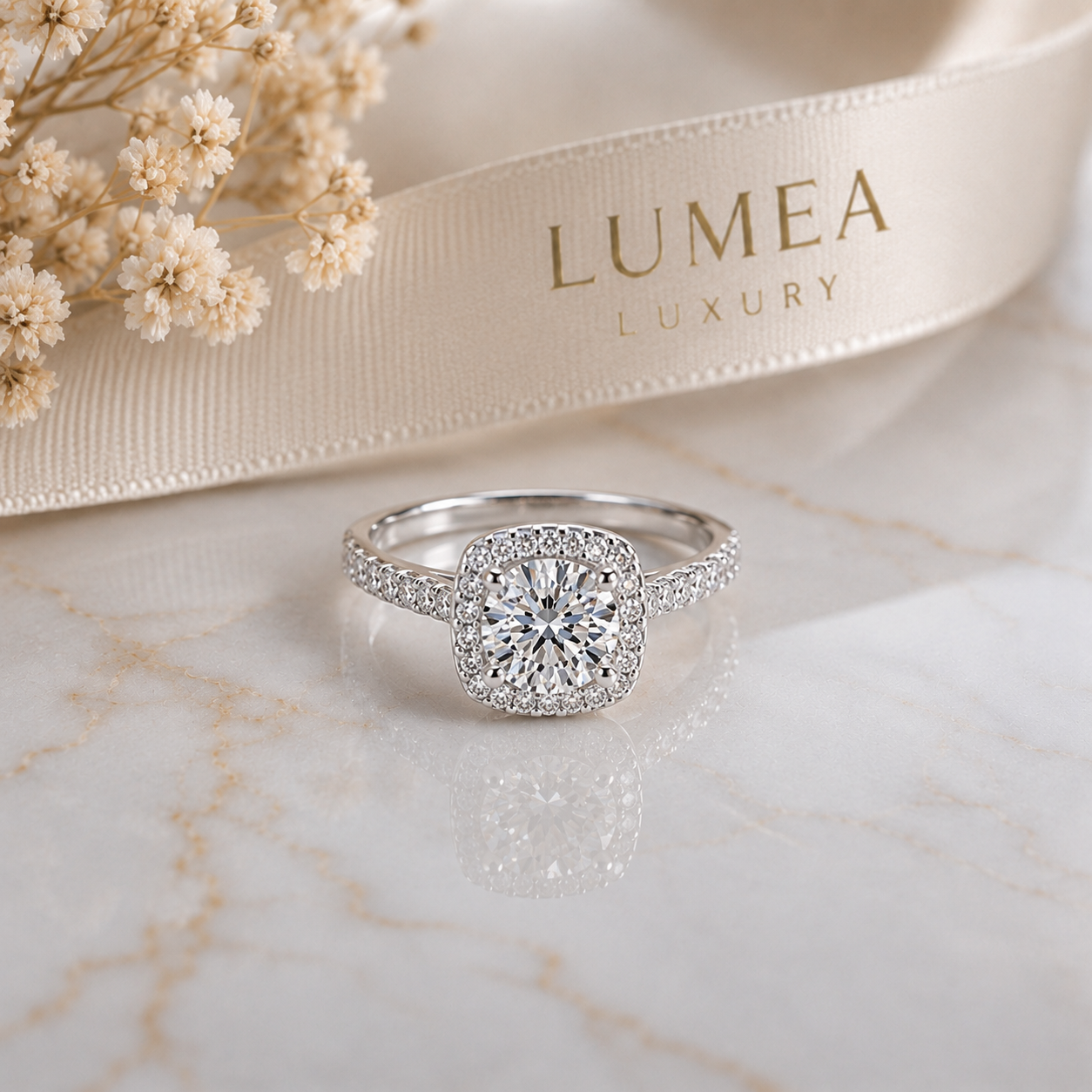 Lumea Cushion halo double-pavé