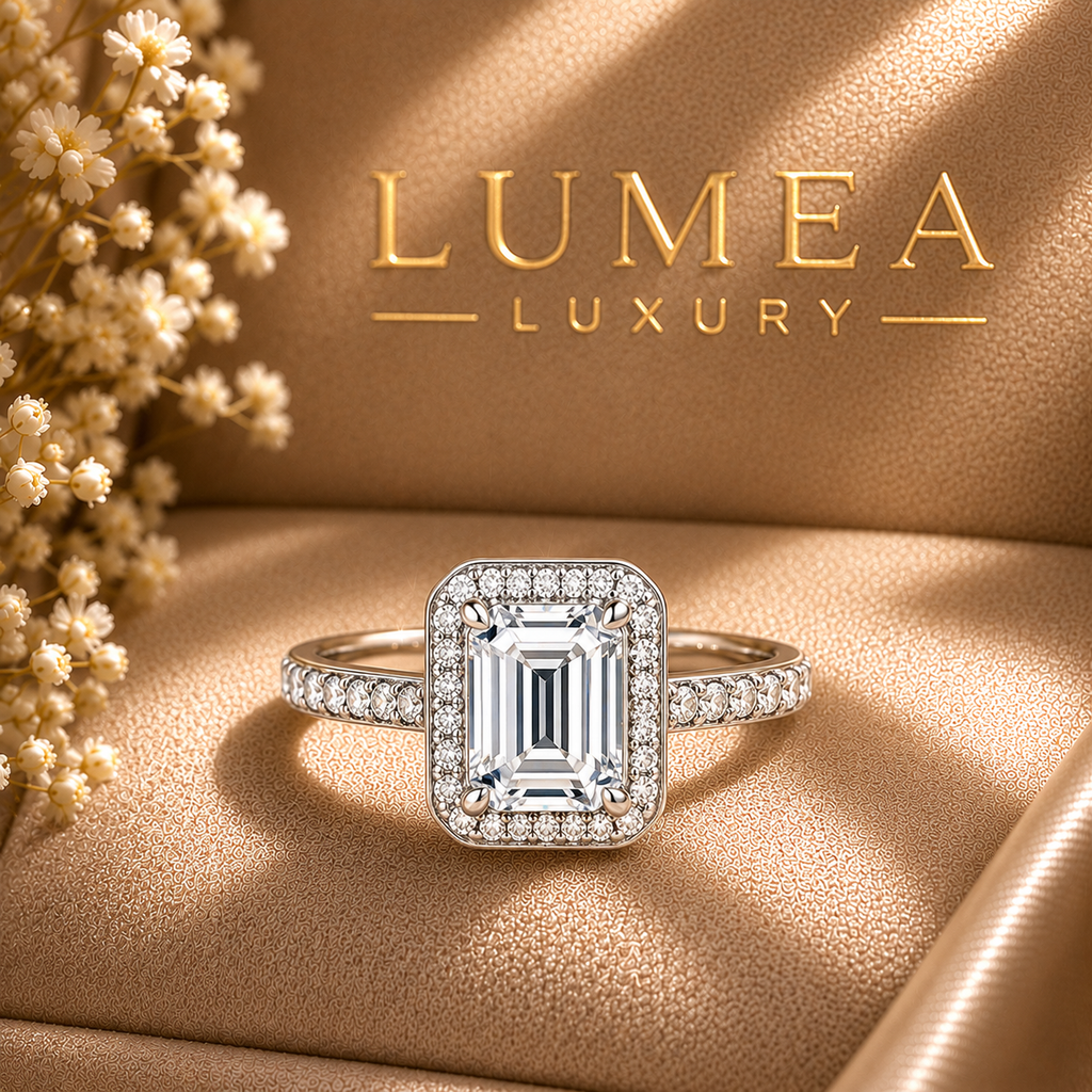 Lumea Emerald-Cut Halo Solitaire, 1ct